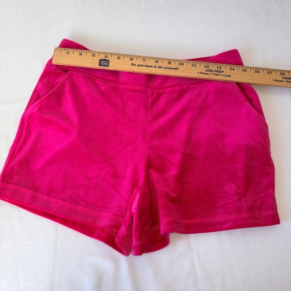 Juicy Couture Vixen Pink Velour Short Sleeve Hoodie & Shorts Set Rhinestone M - Picture 10 of 11